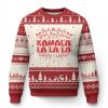 Funny Xmas Kamala Ugly Christmas Sweater Deck The Halls With Female Leaders Harris - Image 1