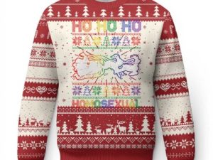 Funny Xmas Lgbt Ugly Christmas Sweater Ho Ho Ho Homosexual - Image 1