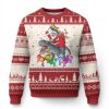 Funny Xmas Lgbt Ugly Christmas Sweater Rainbow Flag Santa Riding Dinosaur - Image 1