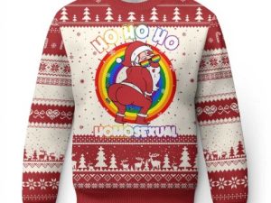 Funny Xmas Lgbt Ugly Christmas Sweater Santa Ho Ho Ho Homosexual - Image 1