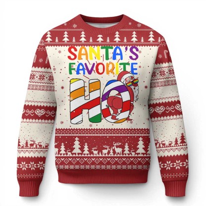 funny xmas lgbt ugly christmas sweater santas favorite ho rainbow 1 Funny Xmas Lgbt Ugly Christmas Sweater Santas Favorite Ho Rainbow - Image 1