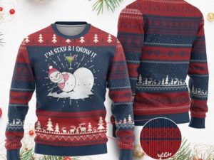 Funny Xmas Snowman Ugly Christmas Sweater I Am Sexy And I Snow It - Image 1