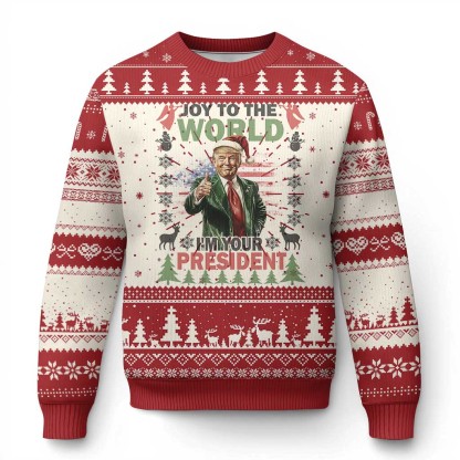 funny xmas t ugly christmas sweater joy to the world im your 1 Funny Xmas T Ugly Christmas Sweater Joy To The World Im Your - Image 1