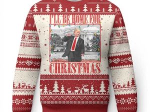 Funny Xmas T Ugly Christmas Sweater Vintage Santa Ill Be Home For Christmas - Image 1