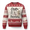 Funny Xmas Ugly Christmas Sweater Chilln With My Snowmies Plaid Snowman - Image 1