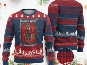 Funny Xmas Ugly Christmas Sweater Forget Santa I Want Krampus - Image 1