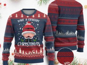 Funny Xmas Ugly Christmas Sweater Have A Crackin Christmas Santa - Image 1