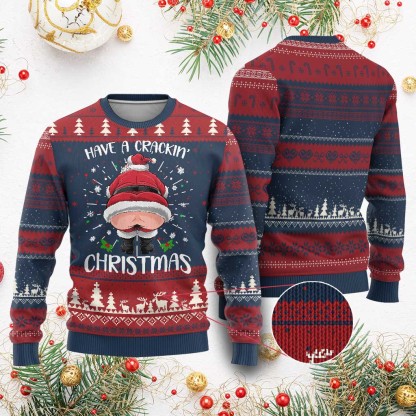 funny xmas ugly christmas sweater have a crackin christmas santa 1 Funny Xmas Ugly Christmas Sweater Have A Crackin Christmas Santa - Image 1