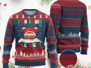 Funny Xmas Ugly Christmas Sweater I Go Down All Night Santa Chimney - Image 1