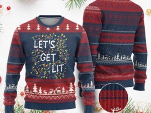Funny Xmas Ugly Christmas Sweater Lets Get Lit Led Lights Xmas - Image 1