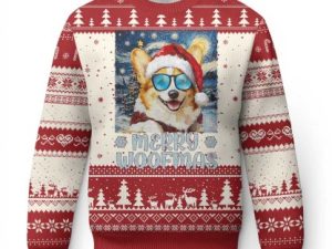 Funny Xmas Ugly Christmas Sweater Merry Woofmas Christmas Starry Night Dog Lover - Image 1