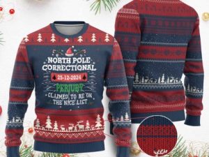 Funny Xmas Ugly Christmas Sweater North Pole Correctional Perjury - Image 1