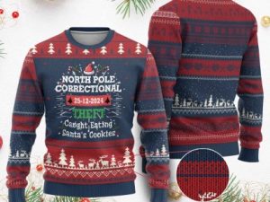 Funny Xmas Ugly Christmas Sweater North Pole Correctional Theft - Image 1