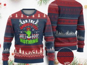 Funny Xmas Ugly Christmas Sweater On The List Of Naughty And I Regret Nothing - Image 1