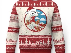 Funny Xmas Ugly Christmas Sweater Santa Tsunami Is Eating Ginger Bread Xmas - Image 1