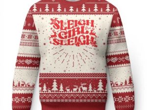 Funny Xmas Ugly Christmas Sweater Sleigh Girl Sleigh Reindeer - Image 1