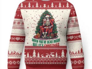 Funny Xmas Ugly Christmas Sweater When Youre Dead Inside But Its Christmas - Image 1