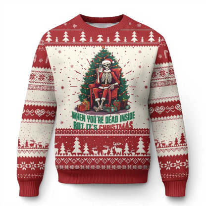funny xmas ugly christmas sweater when youre dead inside but its christmas 1 Funny Xmas Ugly Christmas Sweater When Youre Dead Inside But Its Christmas - Image 1