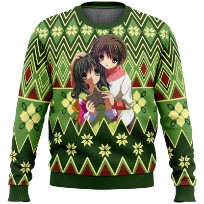 fuuko and kouko christmas clannad ugly christmas sweater 1 Fuuko And Kouko Christmas Clannad Ugly Christmas Sweater - Image 1