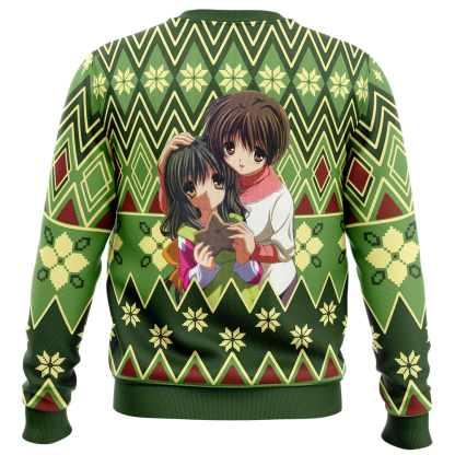 fuuko and kouko christmas clannad ugly christmas sweater 2 Fuuko And Kouko Christmas Clannad Ugly Christmas Sweater - Image 2