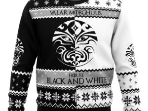 Game Of Thrones House Black And White Ugly Christmas Sweater - Image 1
