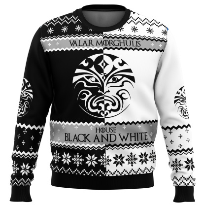 game of thrones house black and white ugly christmas sweater 1 Game Of Thrones House Black And White Ugly Christmas Sweater - Image 1
