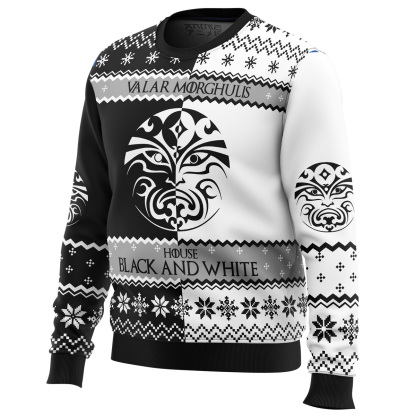 game of thrones house black and white ugly christmas sweater 2 Game Of Thrones House Black And White Ugly Christmas Sweater - Image 2