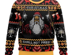 Gandalf Claus Says Christmas Shall Not Pass Lord Of The Rings Ugly Christmas Sweater - Image 1