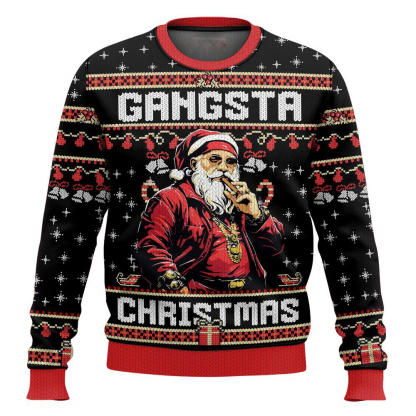 gangsta christmas funny ugly christmas sweater 1 Gangsta Christmas Funny Ugly Christmas Sweater - Image 1