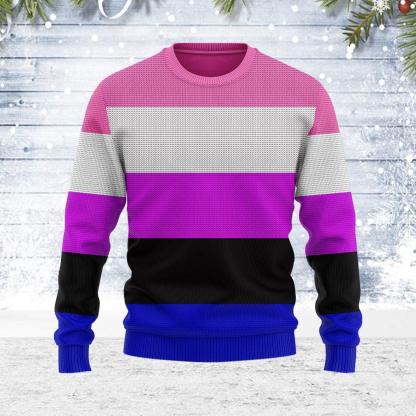 genderfluid pride flag ugly christmas sweater 1 Genderfluid Pride Flag Ugly Christmas Sweater - Image 1