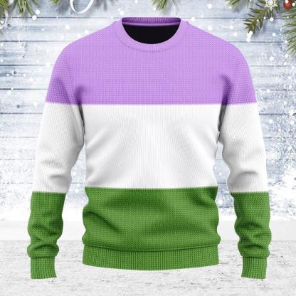 genderqueer flag ugly christmas sweater 1 Genderqueer Flag Ugly Christmas Sweater - Image 1