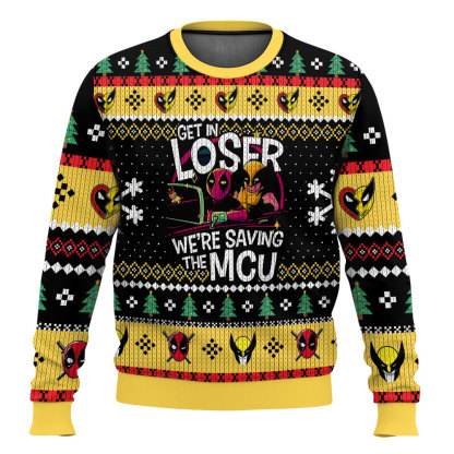 get in loser deadpool wolverine ugly christmas sweater 1 Get In Loser Deadpool Wolverine Ugly Christmas Sweater - Image 1