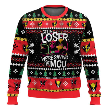 get in loser deadpool wolverine ugly christmas sweater holiday gift 1 Get In Loser Deadpool Wolverine Ugly Christmas Sweater Holiday Gift - Image 1