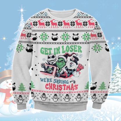 get in loser ugly christmas sweater 1 Get In Loser Ugly Christmas Sweater - Image 1