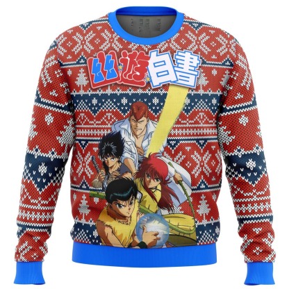 ghost fighter yuyu hakusho alt ugly christmas sweater 1 Ghost Fighter Yuyu Hakusho Alt Ugly Christmas Sweater - Image 1
