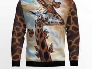 Giraffe Butterfly Ugly Christmas Sweater - Image 1