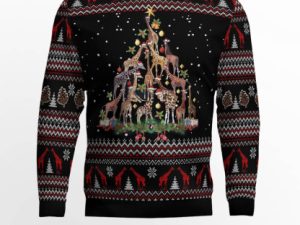 Giraffe Christmas Tree Ugly Christmas Sweater - Image 1