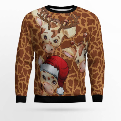 giraffe funny ugly christmas sweater 1 Giraffe Funny Ugly Christmas Sweater - Image 1