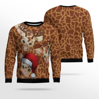 giraffe funny ugly christmas sweater 2 Giraffe Funny Ugly Christmas Sweater - Image 2