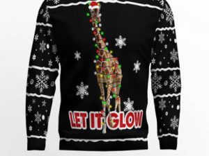 Giraffe Let It Glow Ugly Christmas Sweater Holiday Gift - Image 1