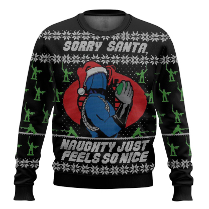 glueo cobra commander sorry santa ugly christmas sweater 1 Glueo Cobra Commander Sorry Santa Ugly Christmas Sweater - Image 1