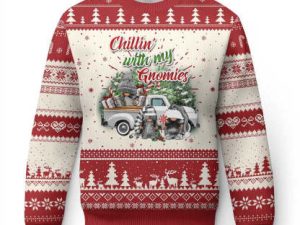 Gnome Ugly Christmas Sweater Chillin With My Gnomies Xmas Truck - Image 1