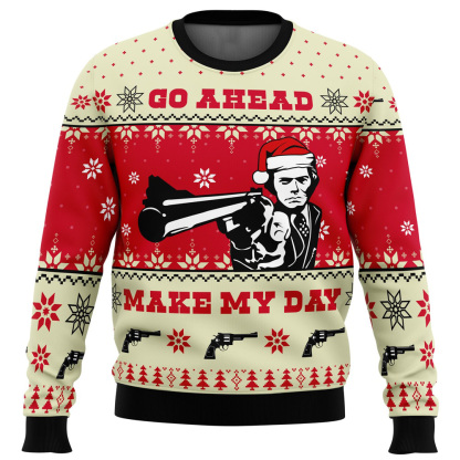 go ahead make my day dirty harry ugly christmas sweater 1 Go Ahead Make My Day Dirty Harry Ugly Christmas Sweater - Image 1