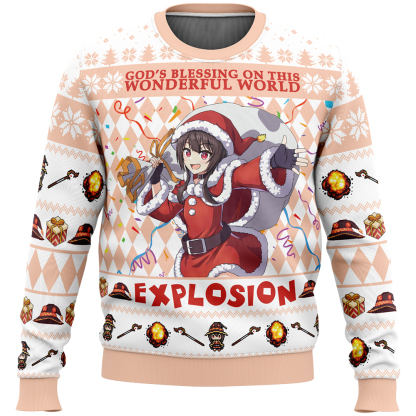 gods blessing on this wonderful world explosion konosuba ugly christmas sweater 1 Gods Blessing On This Wonderful World Explosion Konosuba Ugly Christmas Sweater - Image 1