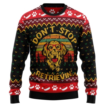 golden retriever dont stop retrievin womens ugly christmas sweater 1 Golden Retriever Dont Stop Retrievin Womens Ugly Christmas Sweater - Image 1