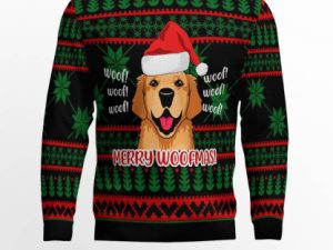 Golden Retriever Woofmas Ugly Christmas Sweater - Image 1
