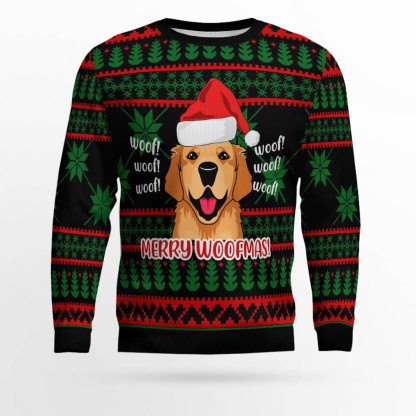 golden retriever woofmas ugly christmas sweater 1 Golden Retriever Woofmas Ugly Christmas Sweater - Image 1
