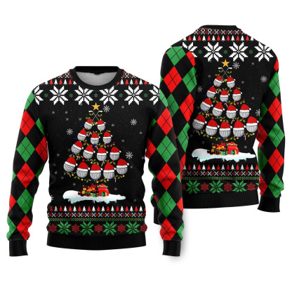golf christmas tree snow ugly christmas sweater 1 Golf Christmas Tree Snow Ugly Christmas Sweater - Image 1