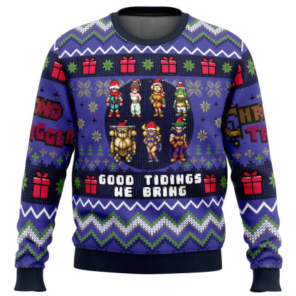 good tidings we bring chrono trigger ugly christmas sweater 1 Good Tidings We Bring Chrono Trigger Ugly Christmas Sweater - Image 1