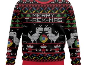 Google Chrome T Rex Mas Ugly Christmas Sweater - Image 1